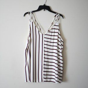 Maurices Cream Striped Camisole Top 1X